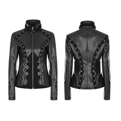 WY-905 Imitation Suede Leather Short Metal Punk Jacket With Stand Collar?-??Punk Rave Clothing