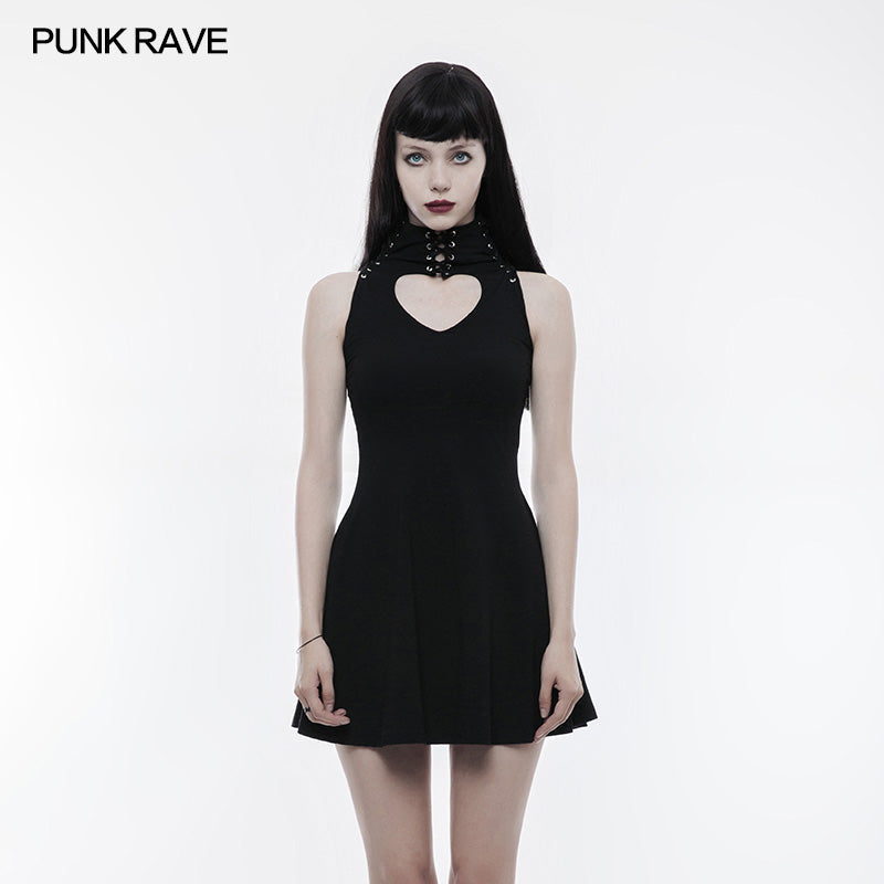 OPQ-249 Sweet Hollow Out Heart Shape Slimming Gothic Dress With Strap Design?-??Punk Rave Clothing