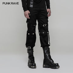 WK-314 Handsome Loose Punk Pants Detachable Uniform Trousers For Men?-??Punk Rave Clothing