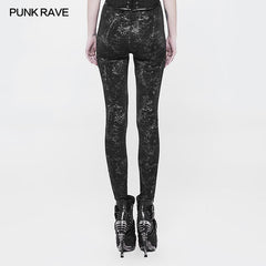 WK-326 Plus Size Punk Pants Elastic Slim Fit Printing Leggings For Women?-??Punk Rave Clothing