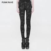 WK-326 Plus Size Punk Pants Elastic Slim Fit Printing Leggings For Women?-??Punk Rave Clothing