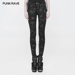 WK-326 Plus Size Punk Pants Elastic Slim Fit Printing Leggings For Women?-??Punk Rave Clothing