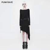 OQ-359 Daily A Word Collar Loose Punk Dress With Waistband?-??Punk Rave Clothing