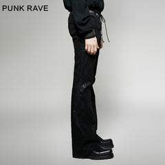 K-268 Winter Flower Pattern Metal Bell-bottom Denim Gothic Pants?-??Punk Rave Clothing