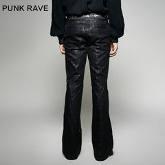 K-268 Winter Flower Pattern Metal Bell-bottom Denim Gothic Pants?-??Punk Rave Clothing