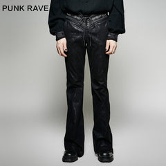 K-268 Winter Flower Pattern Metal Bell-bottom Denim Gothic Pants?-??Punk Rave Clothing