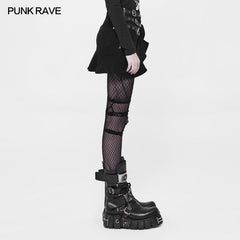 WQ-370 Irregular Elastic Lotus Leaf Hem Short Punk Skirt For Women?-??Punk Rave Clothing