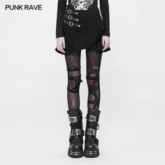 WQ-370 Irregular Elastic Lotus Leaf Hem Short Punk Skirt For Women?-??Punk Rave Clothing