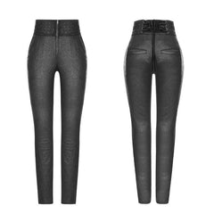 WK-330 Women High Waist Stretch Jacquard Tight Gothic Pants?-??Punk Rave Clothing