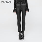 WK-330 Women High Waist Stretch Jacquard Tight Gothic Pants?-??Punk Rave Clothing