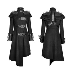 Y-679 Women Asymmetric Woolen Military Punk Trench Coat?-??Punk Rave Clothing