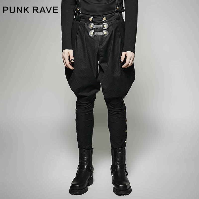 K-269 Military Elastic Twill Denim Baggy Gothic Pants For Men?-??Punk Rave Clothing
