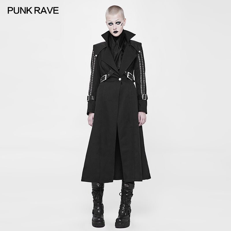 WY-887 Handsome Long Punk Coat Twill Thin Woolen Fabric Trench Coat?-??Punk Rave Clothing