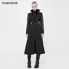 WY-887 Handsome Long Punk Coat Twill Thin Woolen Fabric Trench Coat?-??Punk Rave Clothing