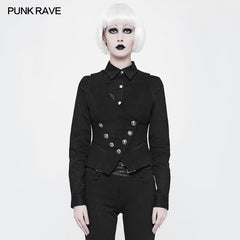 WY-891 Women Uniform Woolen Breasted Waistcoat Punk Vest Jacket?-??Punk Rave Clothing