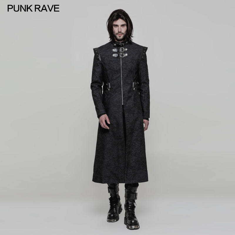 WY-854 Personality Printing Leather Spliced Punk Coat For Men & Women?-??Punk Rave Clothing