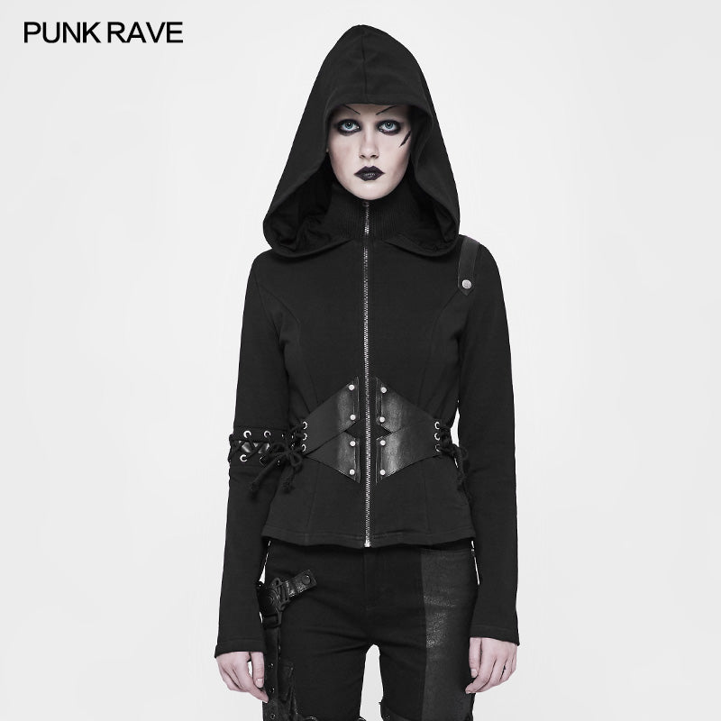 WY-903 Witch Short Hooded Cardigan Punk Sweater Coat?-??Punk Rave Clothing