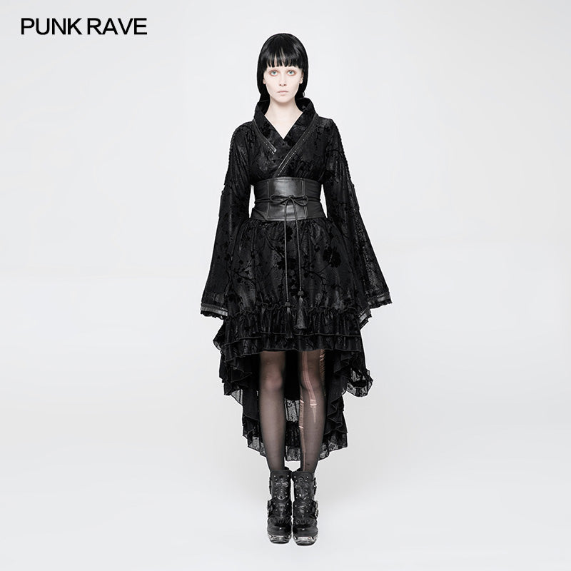 WLQ-084 Stretch Jacquard Gothic Lolita Dress Flocking Printing Kimono With Lace?-??Punk Rave Clothing