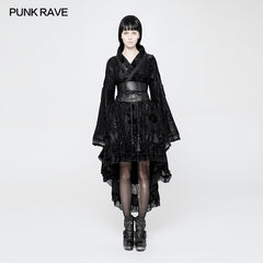WLQ-084 Stretch Jacquard Gothic Lolita Dress Flocking Printing Kimono With Lace?-??Punk Rave Clothing