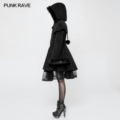 WLY-078 Lolita Woolen Medium-length Swallow Tail Gothic Coat?-??Punk Rave Clothing