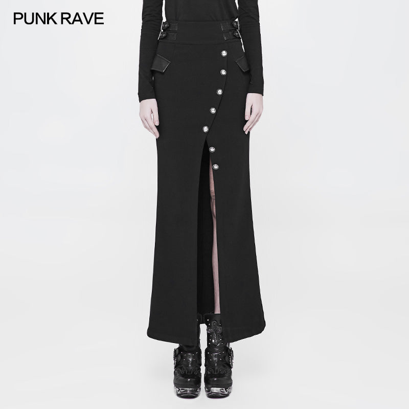 WQ-357 Handsome Military Uniform Long Punk Skirt For Women?-??Punk Rave Clothing