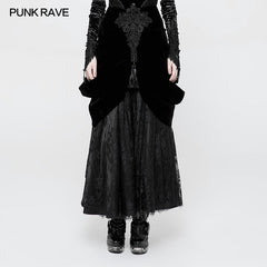 WQ-364 Vitorian Velvet Palace Gorgeous Medium Length Gothic Skirt?-??Punk Rave Clothing