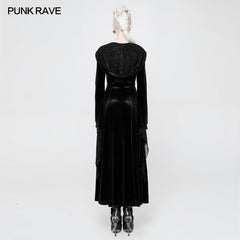WY-899 Mysterious Velvet Hooded Gothic Coat With Independent Waist Loops?-??Punk Rave Clothing