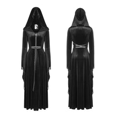 WY-899 Mysterious Velvet Hooded Gothic Coat With Independent Waist Loops?-??Punk Rave Clothing