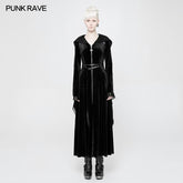 WY-899 Mysterious Velvet Hooded Gothic Coat With Independent Waist Loops?-??Punk Rave Clothing