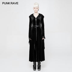 WY-899 Mysterious Velvet Hooded Gothic Coat With Independent Waist Loops?-??Punk Rave Clothing