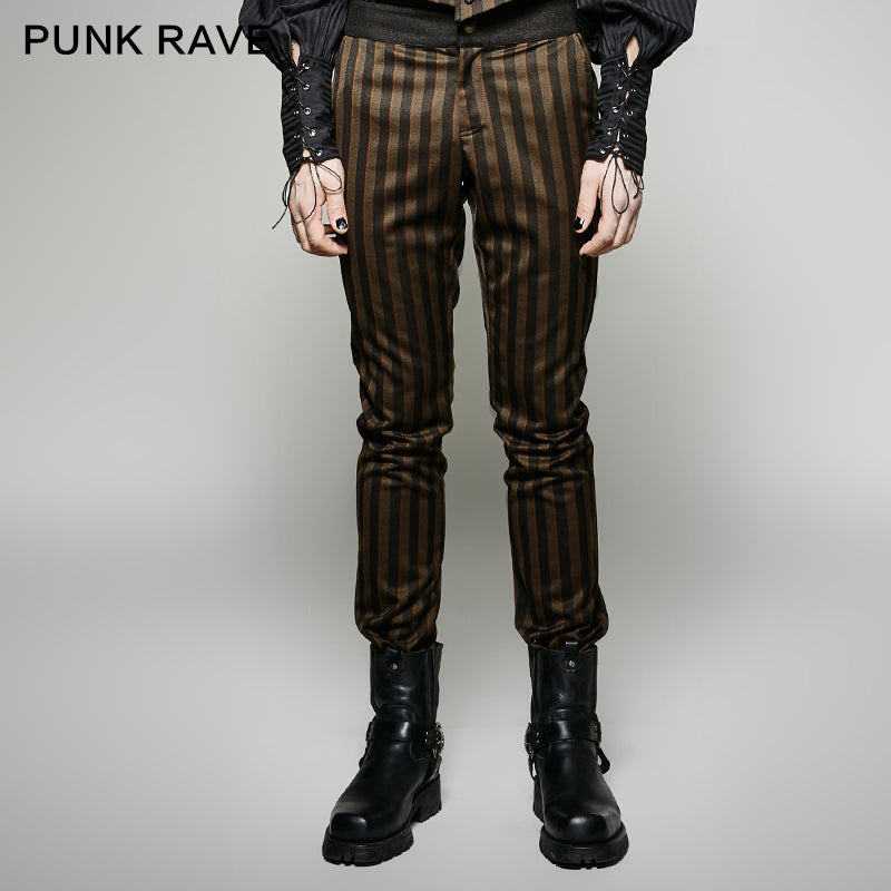 K-271 Rugged Stripes High Grade Suit Elegant Gothic Pants?-??Punk Rave Clothing