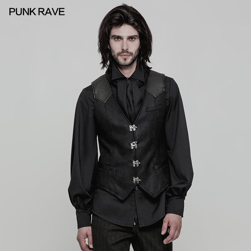 WY-862 Steampunk Heavy Twilled Woven Breasted Waistcoat For Men?-??Punk Rave Clothing