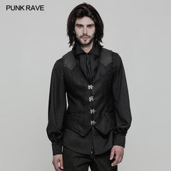 WY-862 Steampunk Heavy Twilled Woven Breasted Waistcoat For Men?-??Punk Rave Clothing