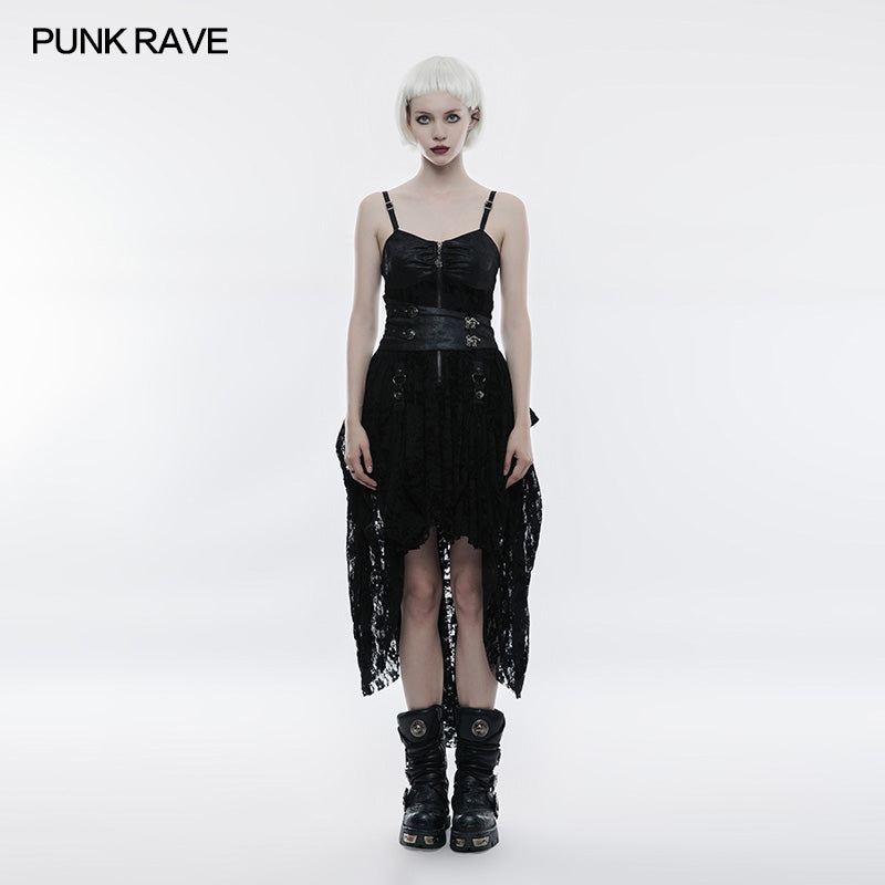 WQ-345 Steampunk Adjustable Four-Button Design Lace Dress For Women?-??Punk Rave Clothing