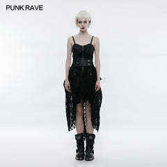 WQ-345 Steampunk Adjustable Four-Button Design Lace Dress For Women?-??Punk Rave Clothing