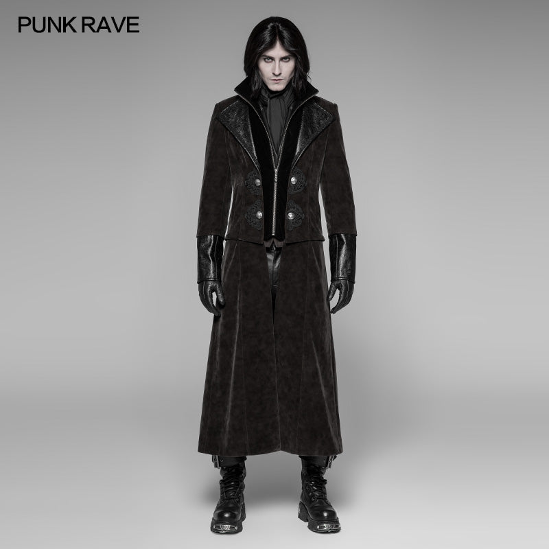 WY-908 Detachable Gentleman Style Velvet Leather Splice Punk Jacket?-??Punk Rave Clothing