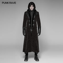 WY-908 Detachable Gentleman Style Velvet Leather Splice Punk Jacket?-??Punk Rave Clothing