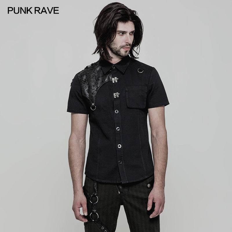 WY-872 Personality Metal Buckle Design Punk Shirt For Men?-??Punk Rave Clothing