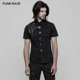 WY-872 Personality Metal Buckle Design Punk Shirt For Men?-??Punk Rave Clothing