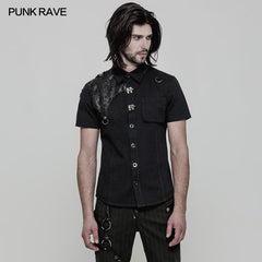 WY-872 Personality Metal Buckle Design Punk Shirt For Men?-??Punk Rave Clothing