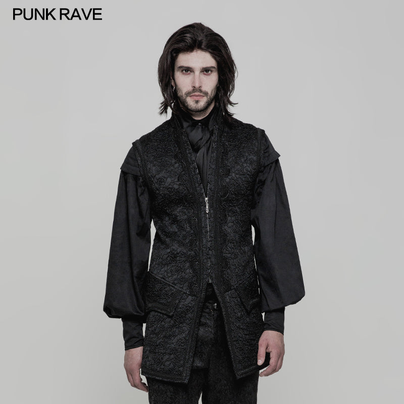 WY-849 Victoria Gorgeous Jacquard Long Gothic Vest For Men?-??Punk Rave Clothing