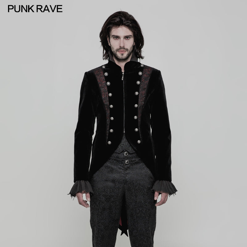 WY-857 Gorgeous Tailcoat Velvet & Jacquard Mens Gothic Dress Coat?-??Punk Rave Clothing