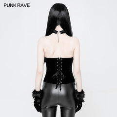 WY-888 Gothic Gorgeous Velvet & Lace Steel Boned Overbust Corset?-??Punk Rave Clothing