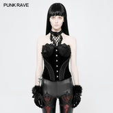 WY-888 Gothic Gorgeous Velvet & Lace Steel Boned Overbust Corset?-??Punk Rave Clothing