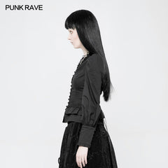 WY-889 Gothic Cotton Woven Slim Fit Shirt For Women?-??Punk Rave Clothing