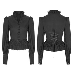 WY-889 Gothic Cotton Woven Slim Fit Shirt For Women?-??Punk Rave Clothing