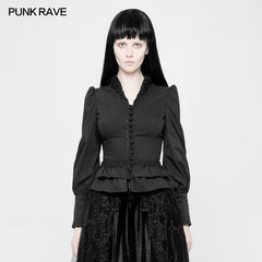 WY-889 Gothic Cotton Woven Slim Fit Shirt For Women?-??Punk Rave Clothing