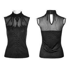WT-496 Gorgeous Drawstring Sleeveless Gothic T-shirt For Women?-??Punk Rave Clothing