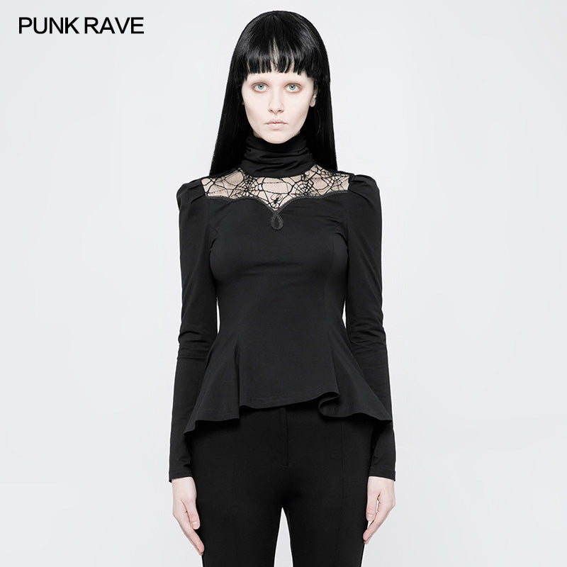 OT-521 Gothic Daily Spider Web Irregular T-shirt For Women?-??Punk Rave Clothing