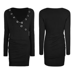 OQ-354 Sexy Deep V Punk Dress With Simplicity Corns And Pins Decoration?-??Punk Rave Clothing